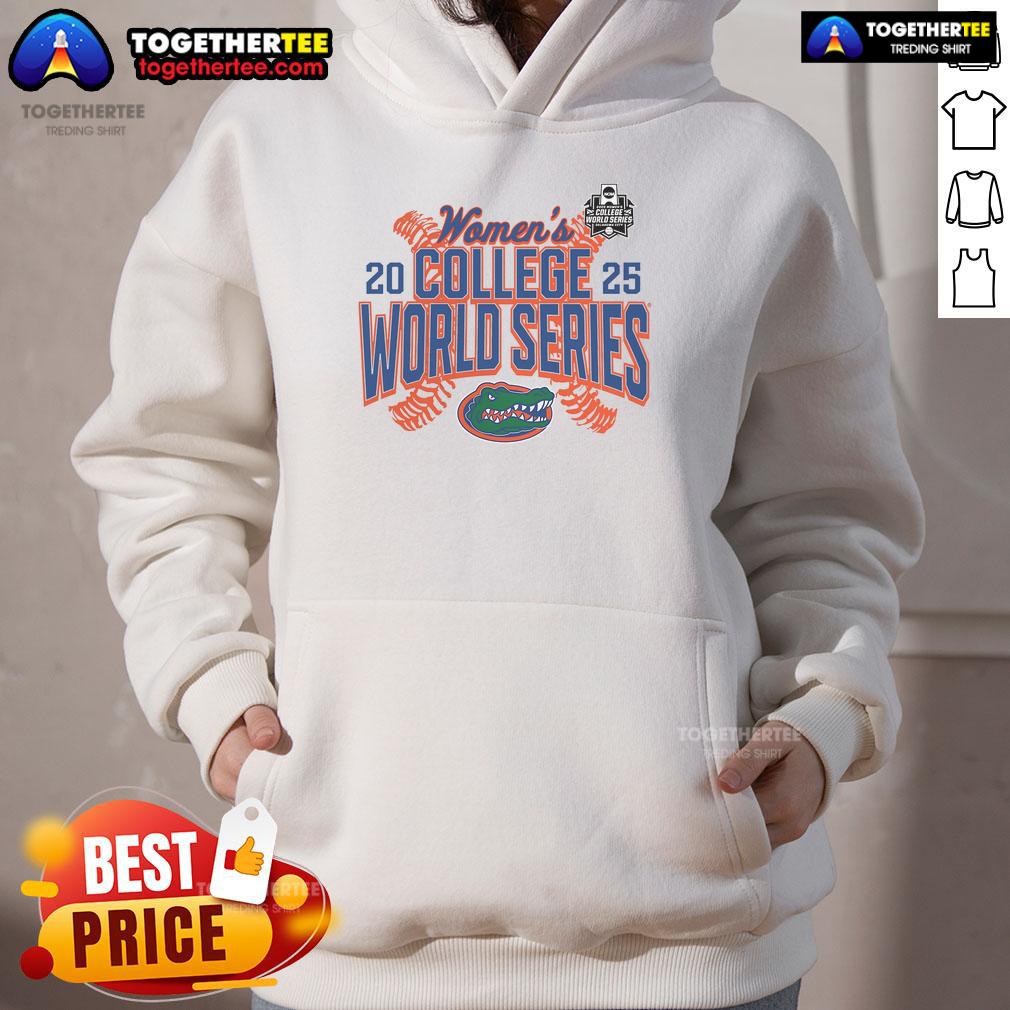 Alt Text: Premium Florida Gators 2025 NCAA Softball Women's College World Series Hoodie featuring team colors and logo.