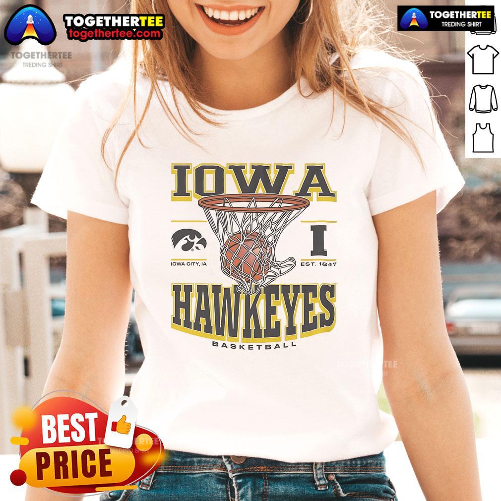 Alt Text: Premium Iowa Hawkeyes Game Time Ladies Tee featuring team colors and logo, perfect for game day.