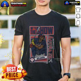 Premium MLB The Show Braves Ronald Acuna Jr T-Shirt featuring vibrant graphics and comfortable fabric for true fans.