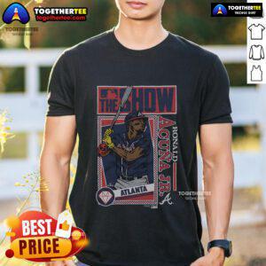 Premium MLB The Show Braves Ronald Acuna Jr T-Shirt featuring vibrant graphics and comfortable fabric for true fans.