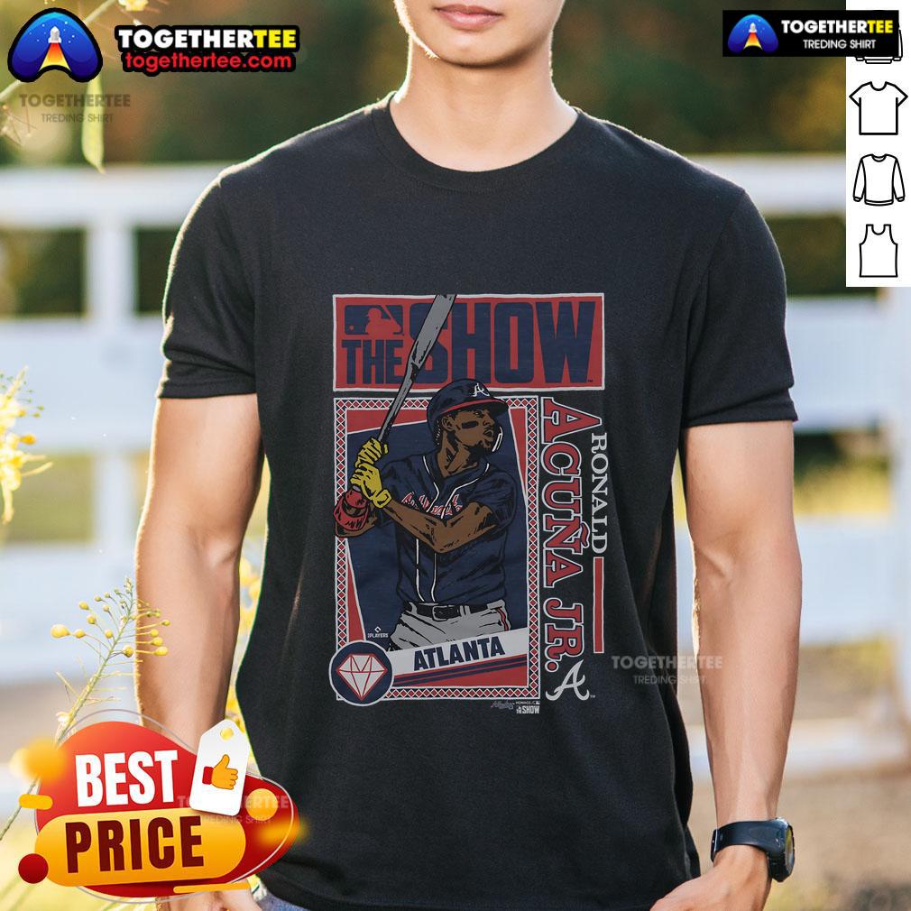 Premium MLB The Show Braves Ronald Acuna Jr T-Shirt featuring vibrant graphics and comfortable fabric for true fans.