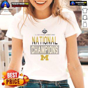 Premium Michigan 2025 NCAA D1 Women's Tennis National Champions ladies tee showcasing team pride and victory.