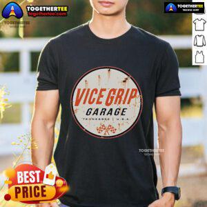 Premium Vice Grip Garage T-Shirt featuring a rusty can design, showcasing Tennessee USA style and vintage automotive theme.