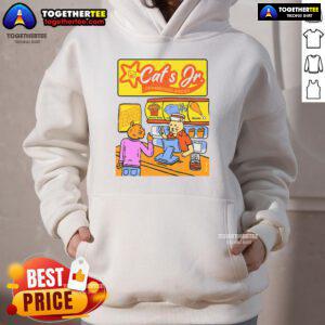 Alt Text: Cozy hoodie featuring 'Pretty Cats Jr. Charbroiled Birdies' design, promoting comfort and style for cat lovers.