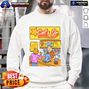 Cozy Pretty Cats Jr. Charbroiled Birdies sweatshirt showcasing the Purrr-fection promise with a stylish cat design.
