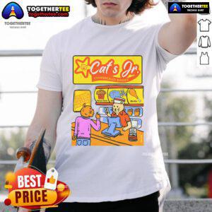 Alt Text: Pretty Cat's Jr Charbroiled Birdies Purrr-Fection Is Our Promise T-Shirt featuring a vibrant cat design.