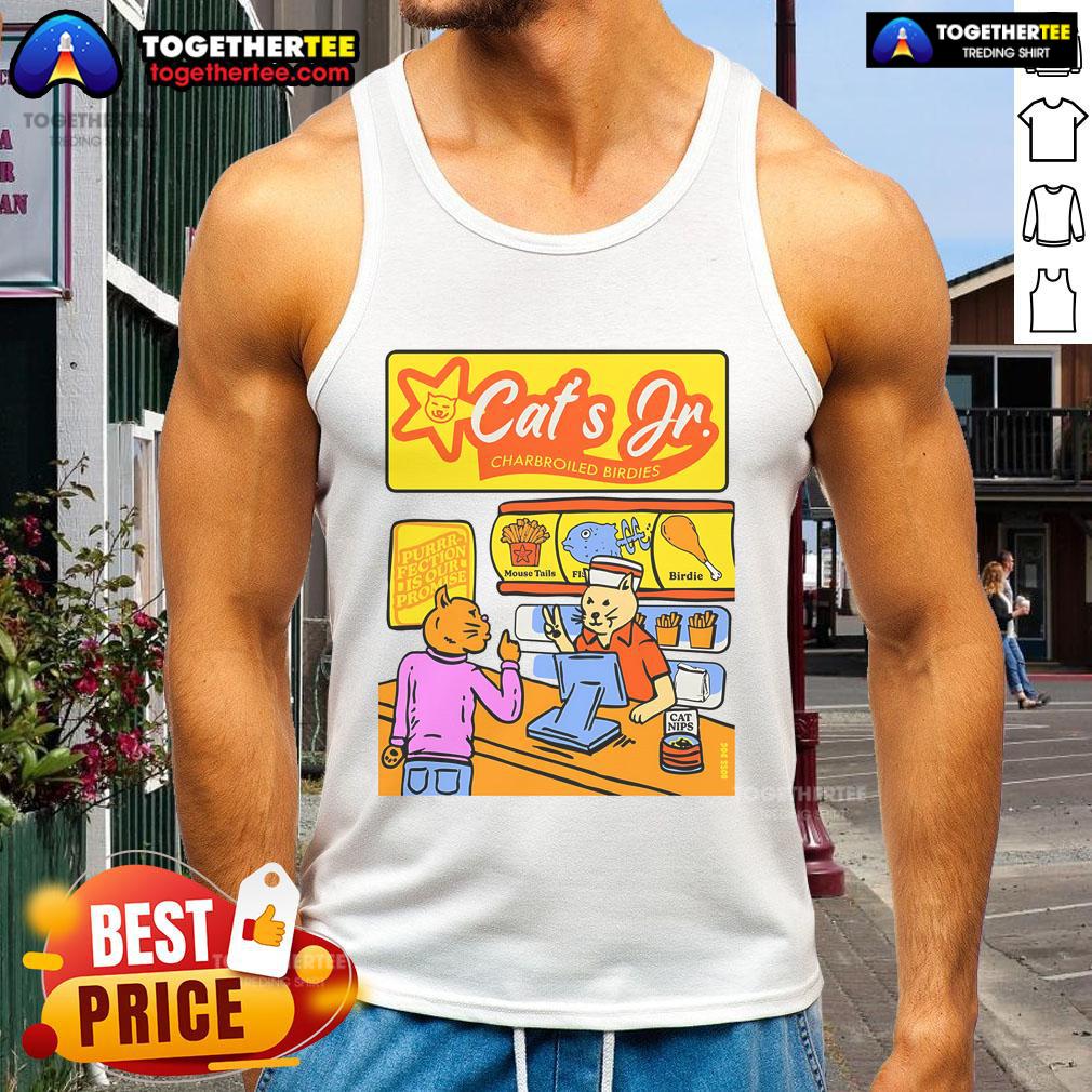 Pretty Cats Jr. Charbroiled Birdies tank top featuring a fun design, perfect for cat lovers and casual wear enthusiasts.