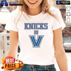 Pretty New York Knicks in V Ladies Tee, featuring vibrant team colors and stylish design perfect for female fans.