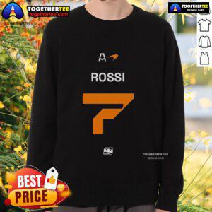Alt Text: Top Alexander Rossi Arrow McLaren IndyCar sweatshirt featuring bold design and team colors, perfect for racing fans.