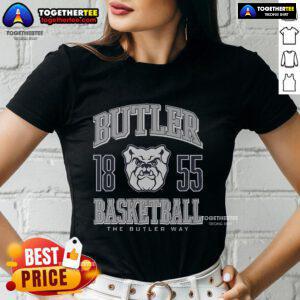 Top Butler Bulldogs basketball ladies tee featuring team colors and logo, perfect for fans and game day wear.