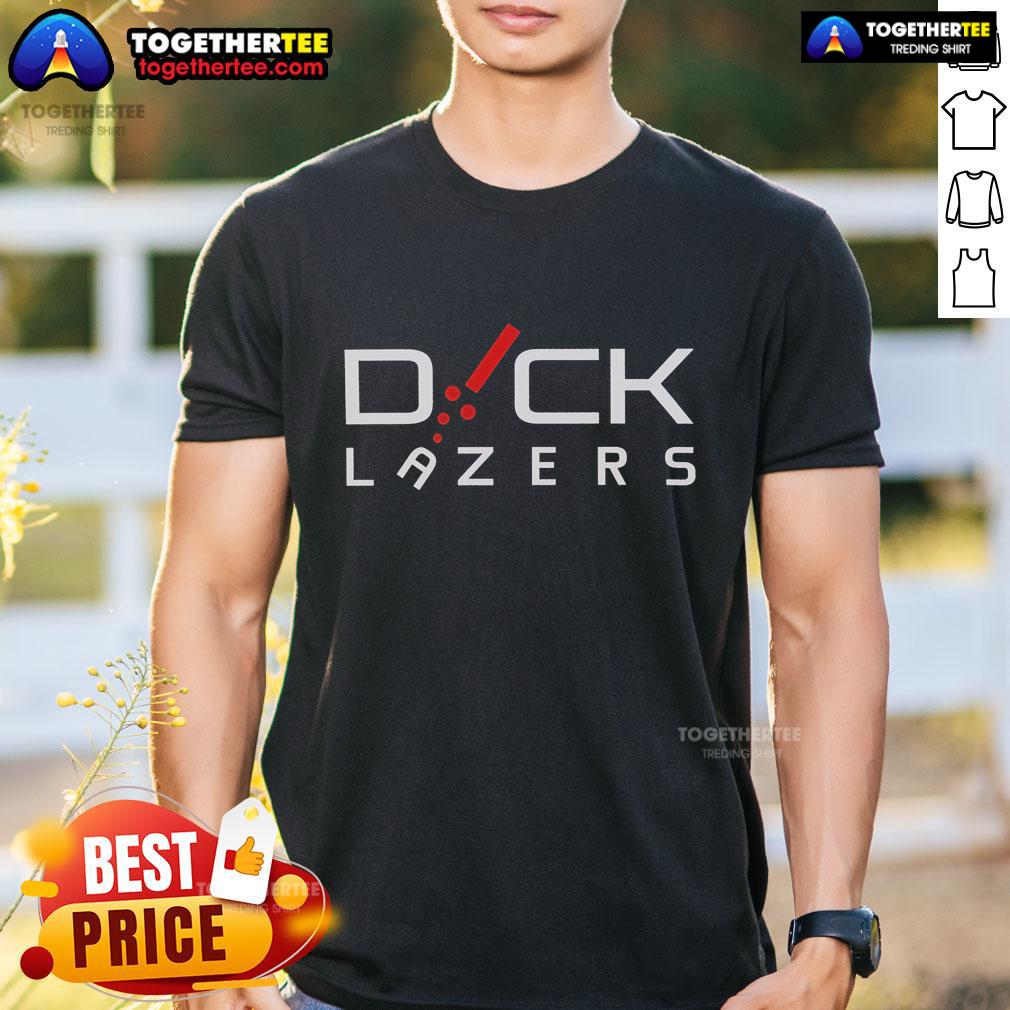 Alt Text: Top Dick Lazers Logo T-Shirt featuring bold graphic design and vibrant colors, perfect for casual wear.
