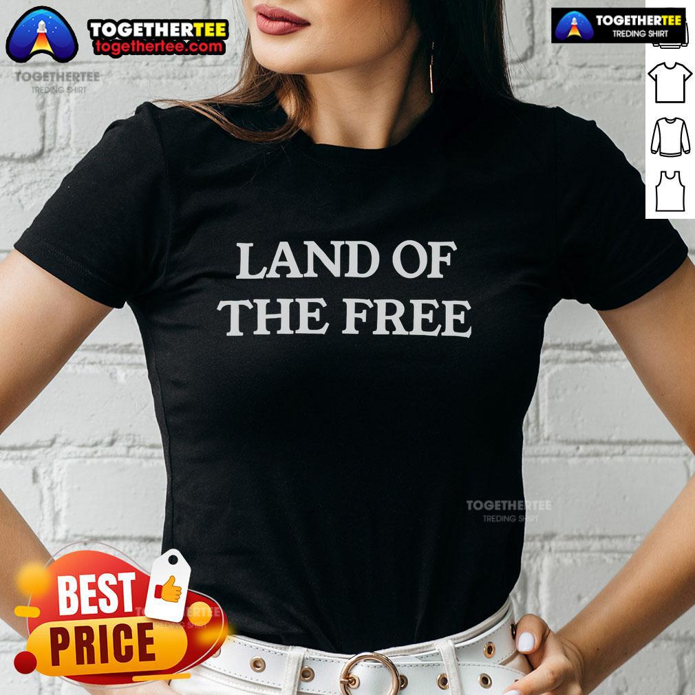 Top Land of the Free Ladies Tee featuring a stylish design, perfect for casual wear and showing patriotism.