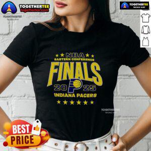 2025 NBA Eastern Conference Finals Indiana Pacers ladies tee featuring team colors and logo, perfect for female fans.