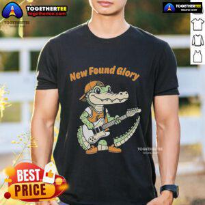 Top New Found Glory Gator Guitar T-Shirt featuring vibrant graphics of a gator playing guitar, perfect for fans.