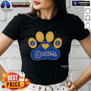 Alt Text: Top Paw My Dog Milwaukee Brewers Ladies Tee, featuring a stylish design perfect for dog lovers and baseball fans.