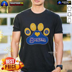 Top Paw My Dog Milwaukee Brewers T-Shirt featuring team logo, perfect for dog lovers and baseball fans.