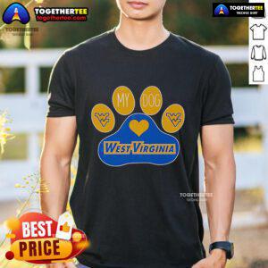 Top Paw My Dog West Virginia Mountaineers T-Shirt featuring a vibrant design perfect for dog lovers and WVU fans.