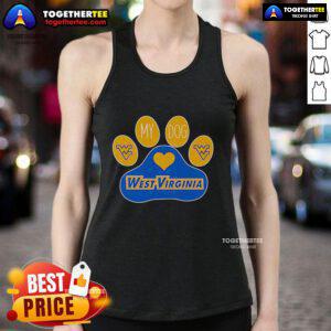 Top Paw My Dog West Virginia Mountaineers tank top for pets, featuring team colors and logo, perfect for game day.