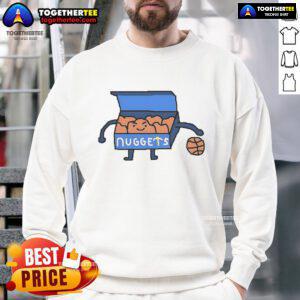 Cartoon sweatshirt featuring the best Denver Nuggets logo of all time, perfect for basketball fans in Denver.