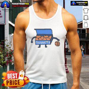 Cartoon tank top featuring the best Denver Nuggets logo of all time in vibrant colors, perfect for basketball fans.