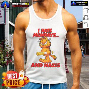 Nice I Hate Mondays and Nazis tank top design featuring bold text on a stylish casual wear background.