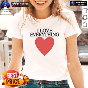 Nice I Love Everything Heart Ladies Tee featuring a stylish heart graphic on a comfortable womens t-shirt.