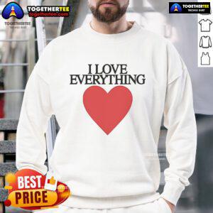 Cozy 'Nice I Love Everything' heart sweatshirt in soft fabric, perfect for casual wear and expressing love for life.
