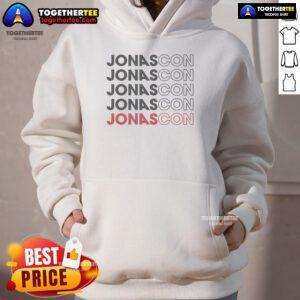 Nice Jonas Brothers Jonascon repetitive hoodie featuring vibrant colors and unique design, perfect for fans and collectors.
