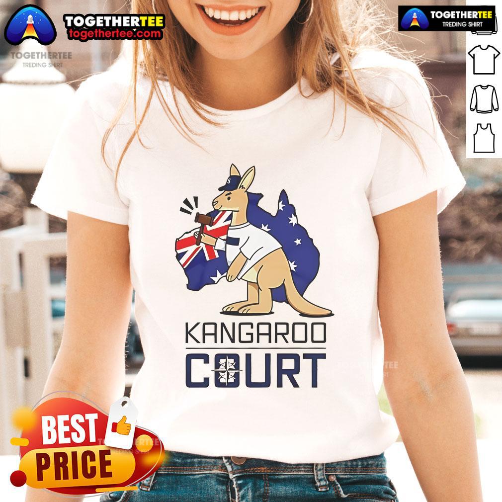 Nice Kangaroo Court Seattle Mariners ladies tee featuring vibrant team colors and a stylish design for fans.