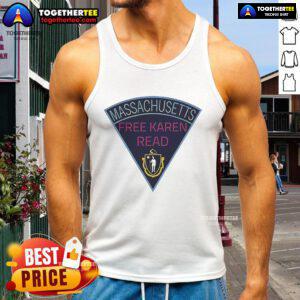 Model wearing a Nice Massachusetts Fread Karen Read tank top, showcasing a stylish design perfect for summer outfits.