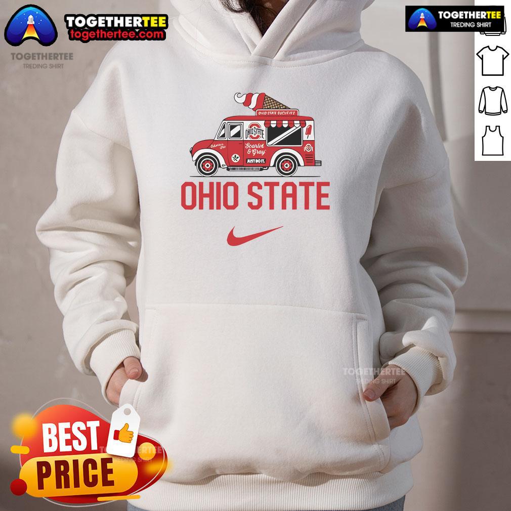 Alt Text: Cozy Nice Ohio State Buckeyes ice cream truck hoodie featuring vibrant team colors and logo, perfect for fans.