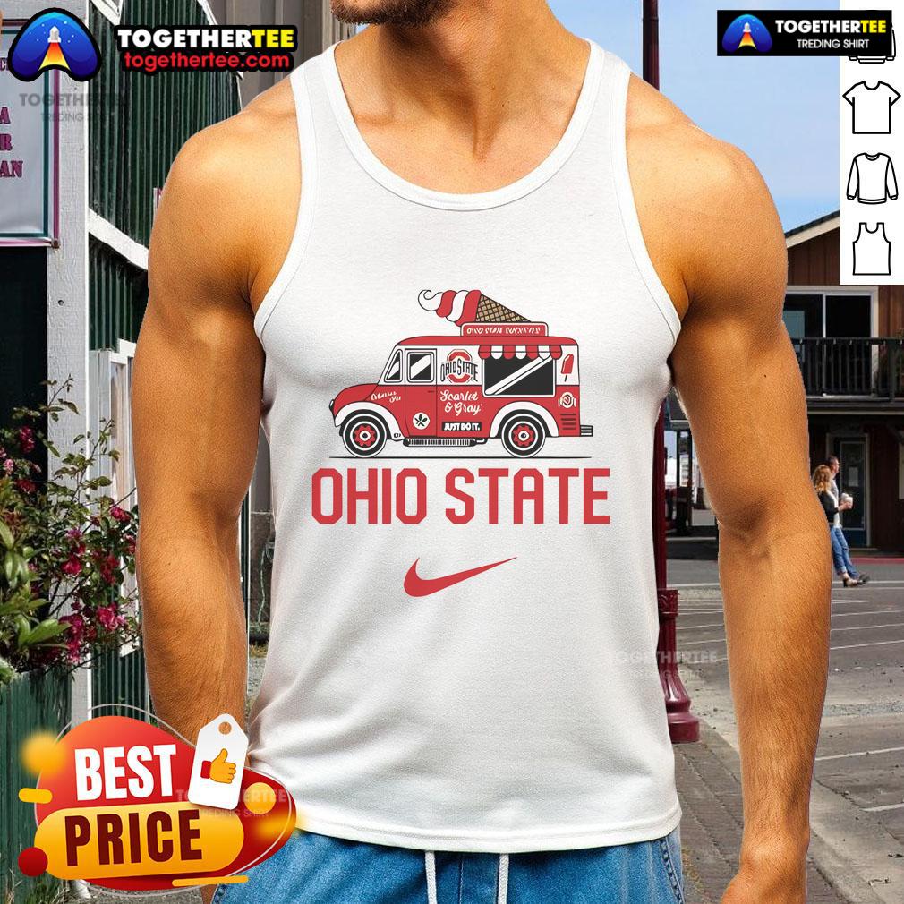 Nice Ohio State Buckeyes ice cream truck tank top showcasing vibrant team colors and logo, perfect for fans.