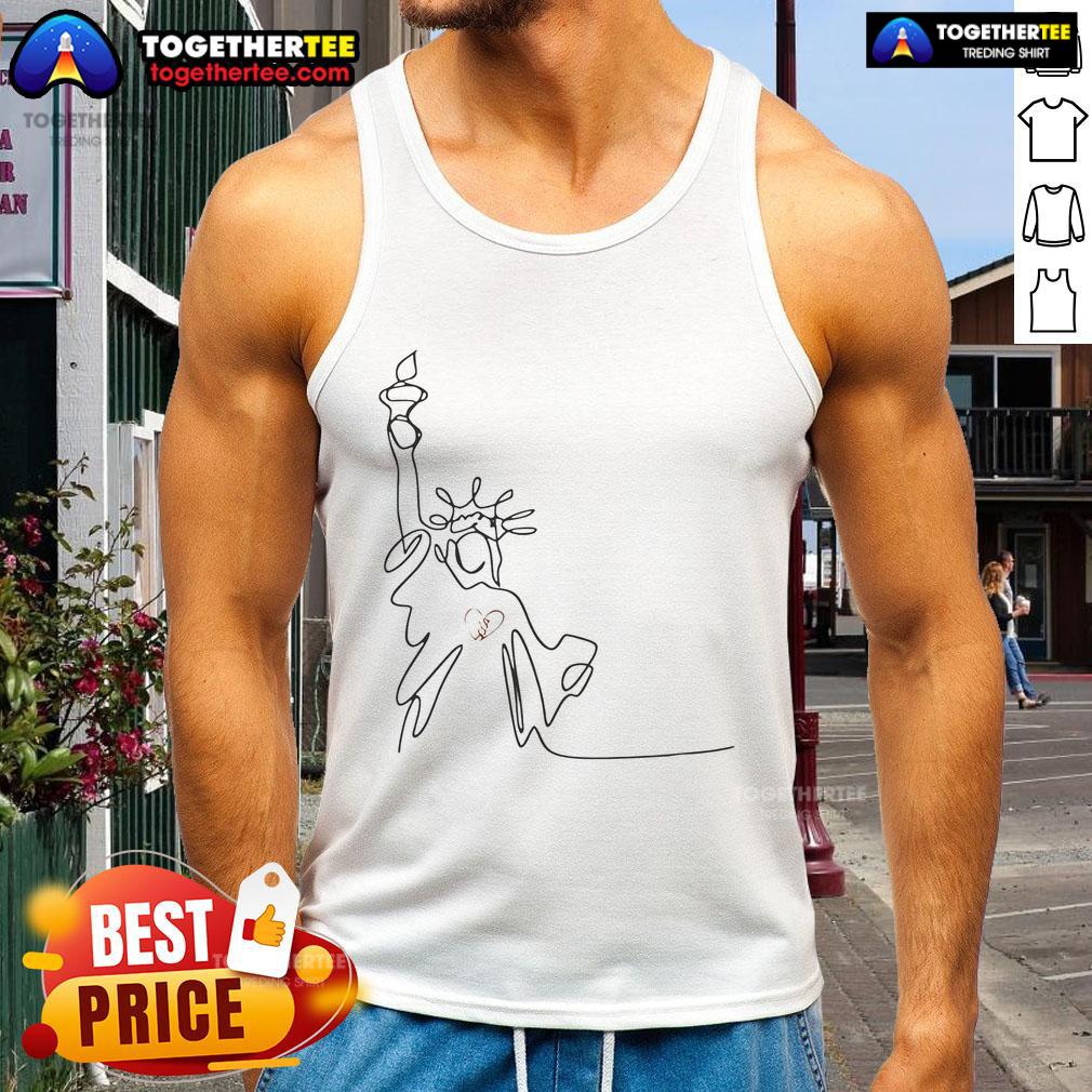 Stylish tank top featuring a nice statue of Liberty drawing, perfect for casual wear and patriotic fashion lovers.