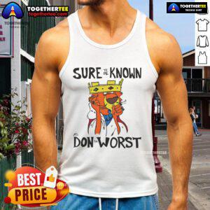 Alt Text: Stylish tank top featuring a bold design, known as 'Don The Worst Tank Top', perfect for casual summer outfits.