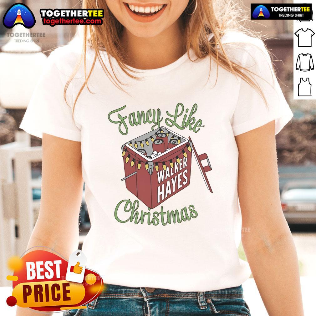 Ladies tee featuring 'Fancy Like' design by Walker Hayes, perfect for Christmas celebrations and casual wear.