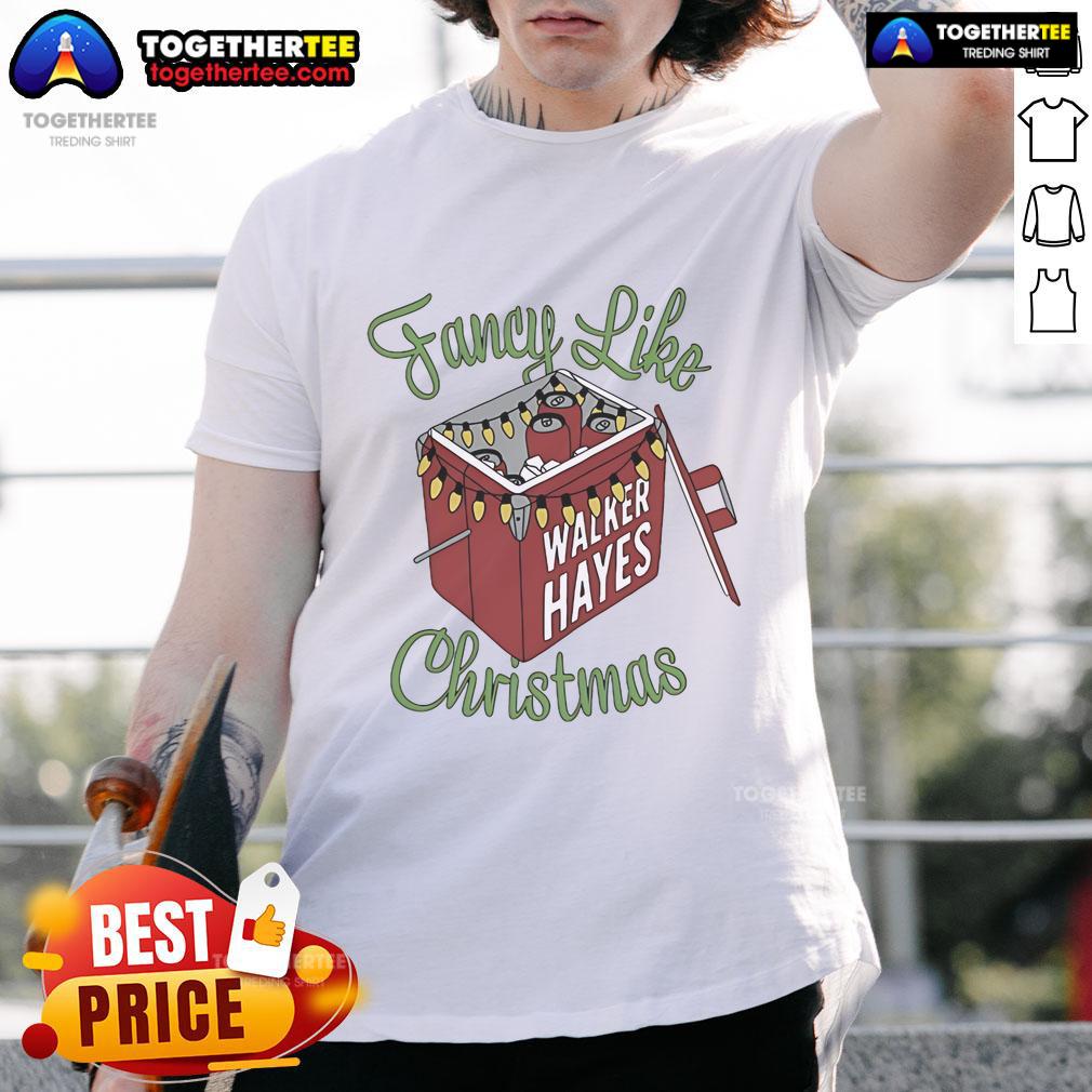 Alt Text: Walker Hayes Fancy Like Christmas T-Shirt featuring festive designs celebrating the holiday spirit.