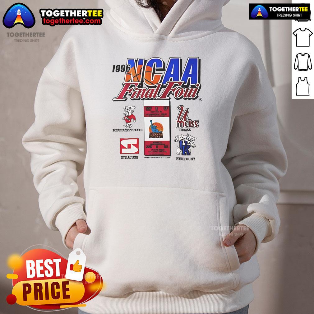 Official 1996 NCAA Final Four logo hoodie featuring vibrant colors and iconic tournament design for basketball fans.