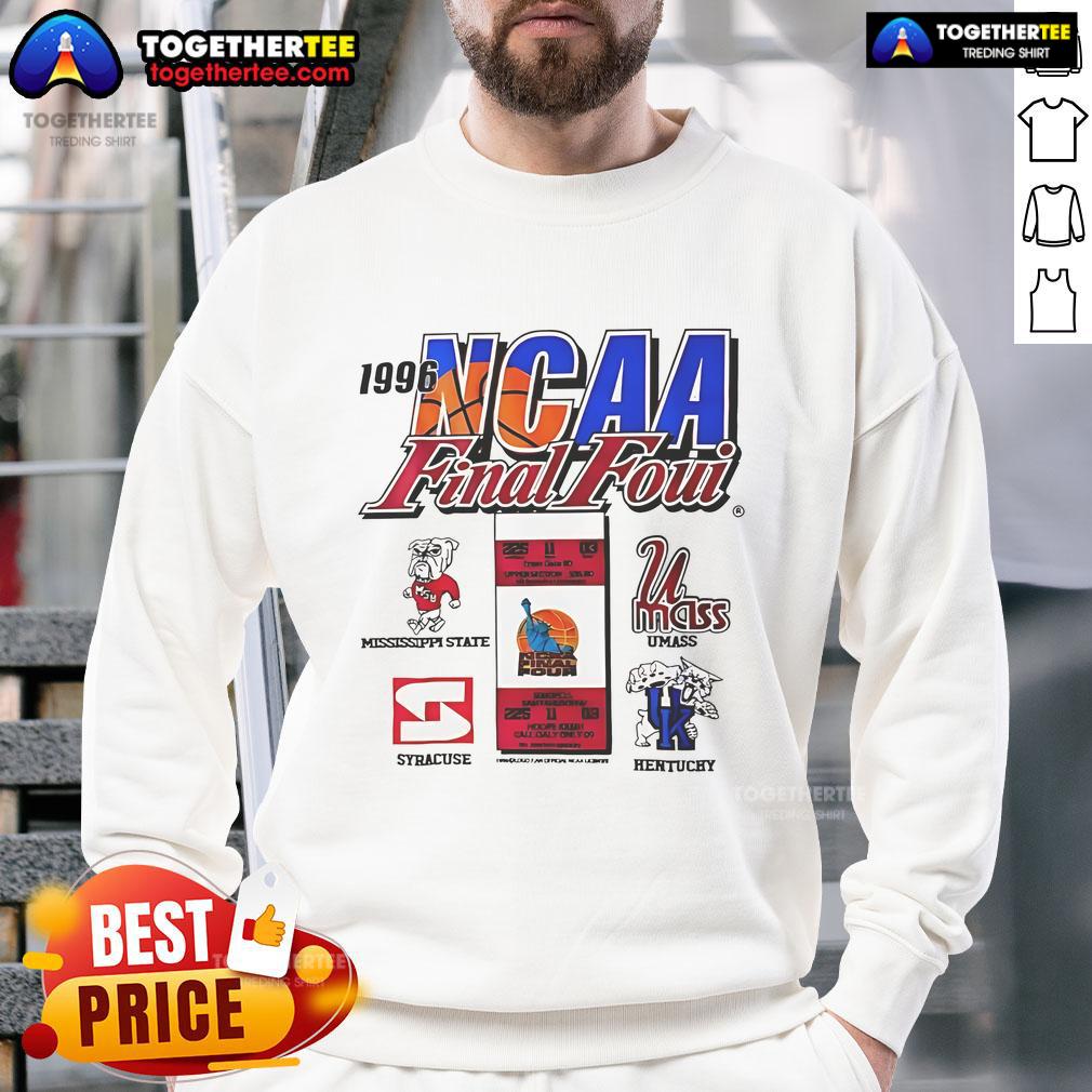Official 1996 NCAA Final Four logo sweatshirt featuring iconic design, perfect for college basketball fans and memorabilia collectors.
