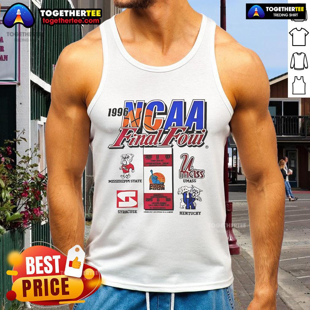 Official 1996 NCAA Final Four logo tank top featuring vibrant graphics for basketball fans and collectors.