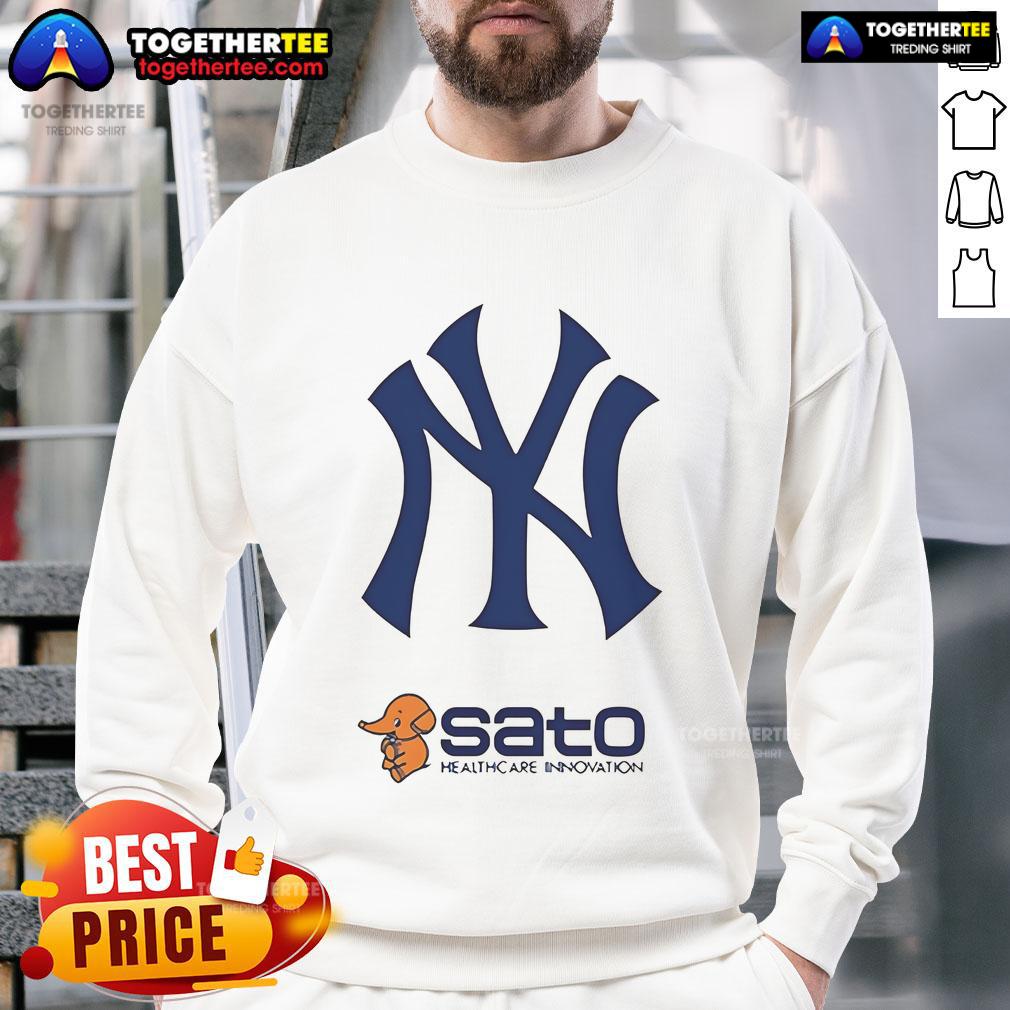 2025 New York Yankees Sato Healthcare Innovation Day Sweatshirt featuring team logo and vibrant design.