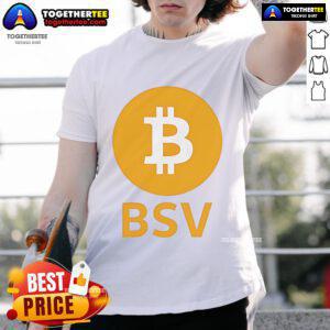 Official BSV Bitcoin T-Shirt featuring a bold Bitcoin logo and stylish design, perfect for cryptocurrency enthusiasts.