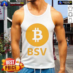 Official BSV Bitcoin tank top featuring a stylish design, perfect for crypto enthusiasts and summer wear.