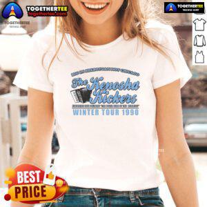 Official Big in Sheboygan Not Chicago Kenosha Kickers Winter Tour 1990 Ladies Tee featuring unique vintage design.