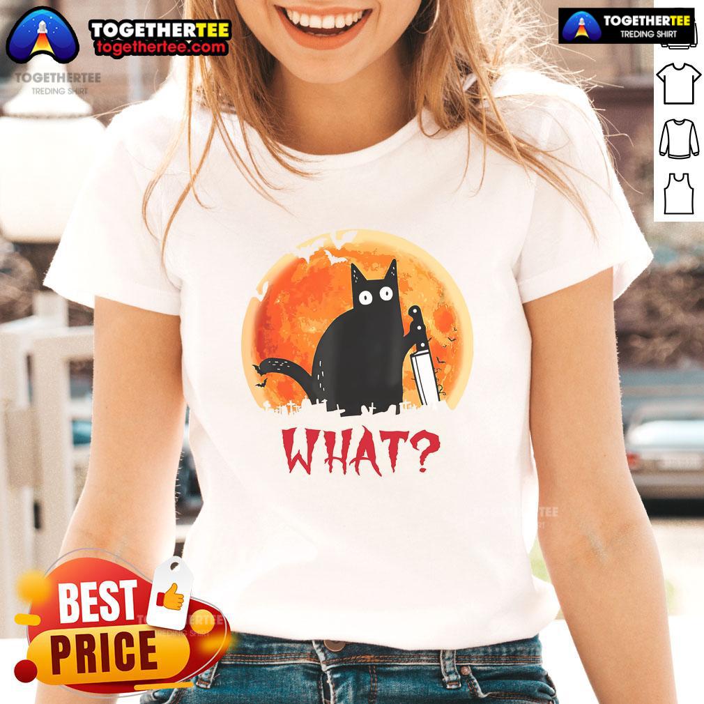 Funny ladies tee featuring a humorous cat graphic, perfect for cat lovers and casual wear enthusiasts.