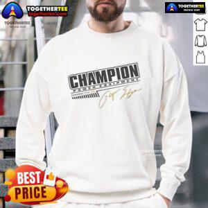 Alt Text: Official Champion Power Equipment Signature Sweatshirt in black, showcasing logo and stylish design for casual wear.