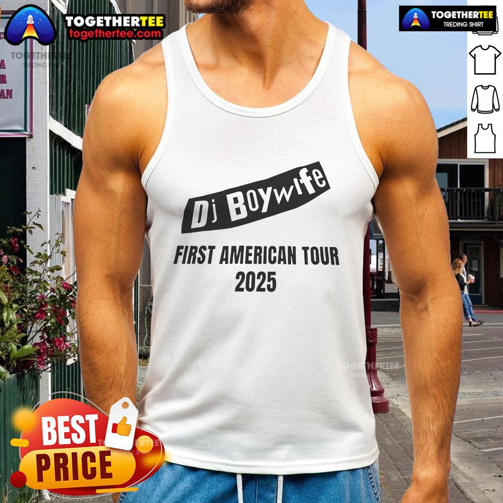 Official DJ Boy Wife wearing a stylish tank top during her first American tour in 2025, showcasing vibrant concert vibes.