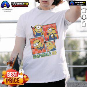 Alt Text: Official Despicable Me 4 Minions T-Shirt featuring vibrant graphics of beloved Minions characters on a stylish tee.