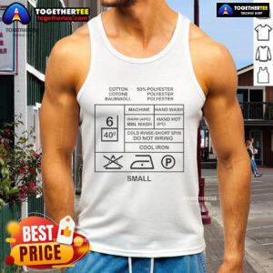 Official Dez Wade Austin and Ally tank top with laundry washing instructions for optimal care and maintenance.