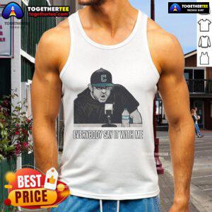 Coastal Carolina baseball tank top featuring 'Everybody Say It With Me' design, perfect for fans and warm weather wear.