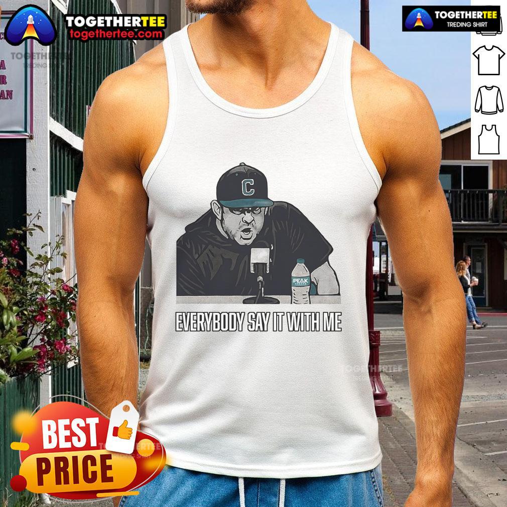 Coastal Carolina baseball tank top featuring 'Everybody Say It With Me' design, perfect for fans and warm weather wear.